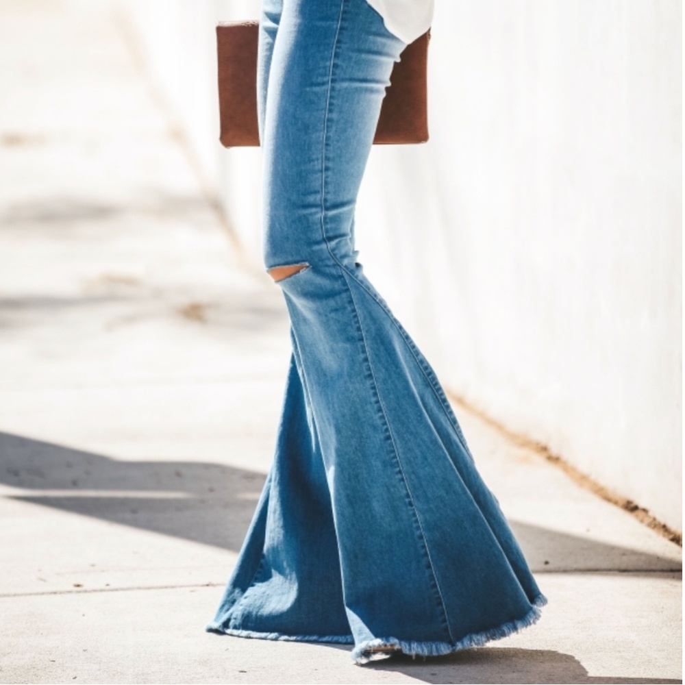 GINGER  Distressed Bell Bottom Jeans - Picture 8 of 8